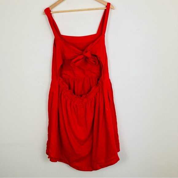 J. Crew bright red linen blend tie back apron style mini dress. Size XXL - Picture 3 of 5